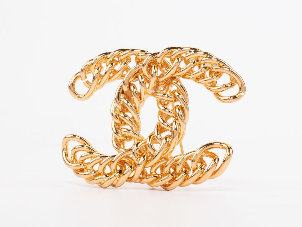 Gold Double C chain brooch