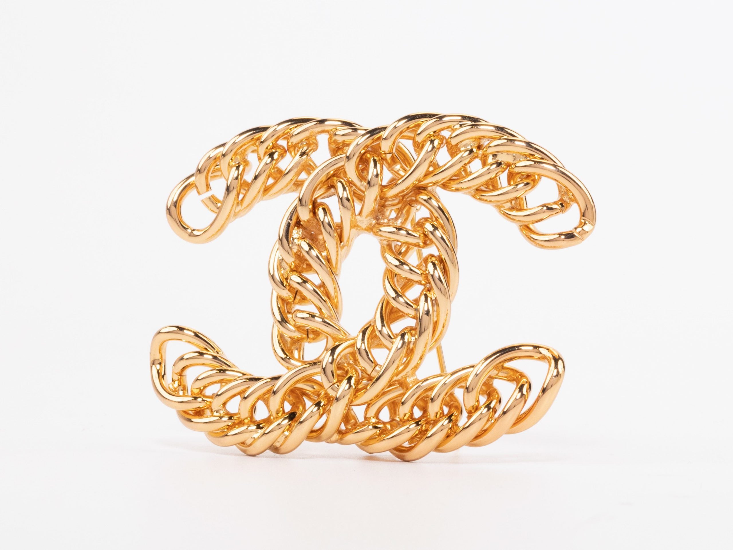 Gold Double C chain brooch