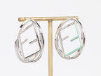 Half F platinum and green earrings hoops with CZ