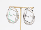 Half F platinum and green earrings hoops with CZ