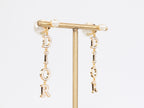 Long gold enamel alphabet C and D pearl earrings