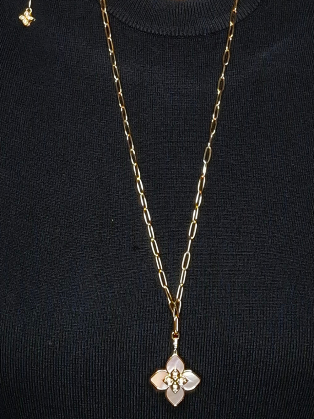 Alphabet RC Gold Plated White Clover CZ Pendant Necklace