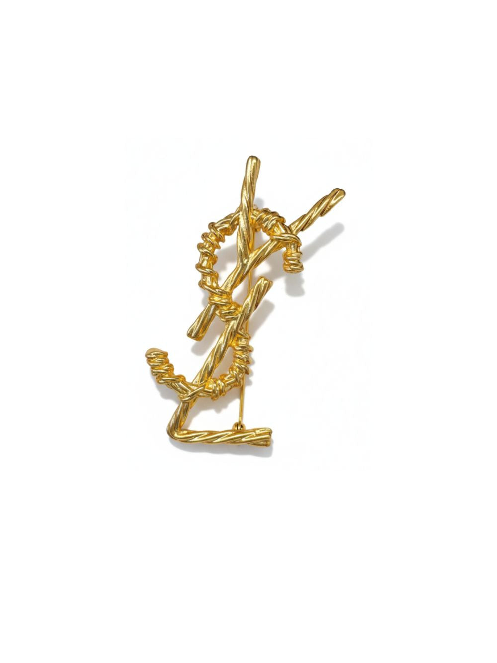 Alphabet Y S and L brooch in glossy gold finish