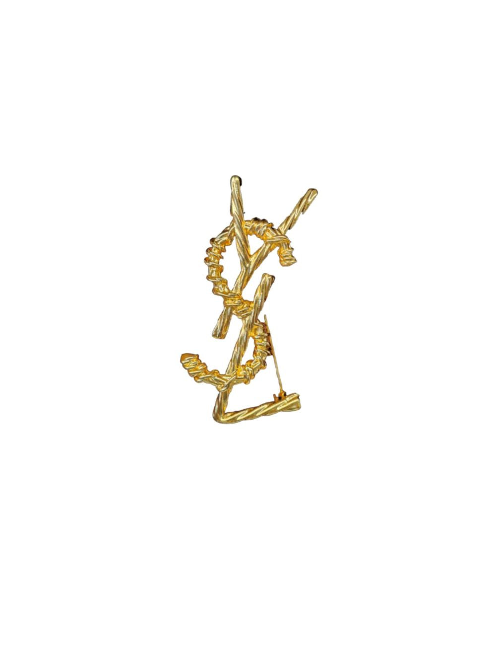 Alphabet Y S and L brooch in glossy gold finish