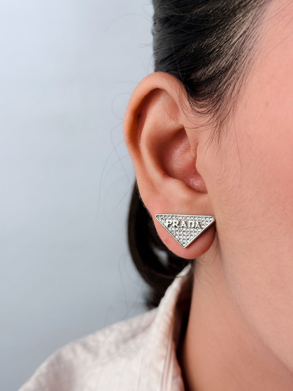 Alphabet P cz triangular studs small