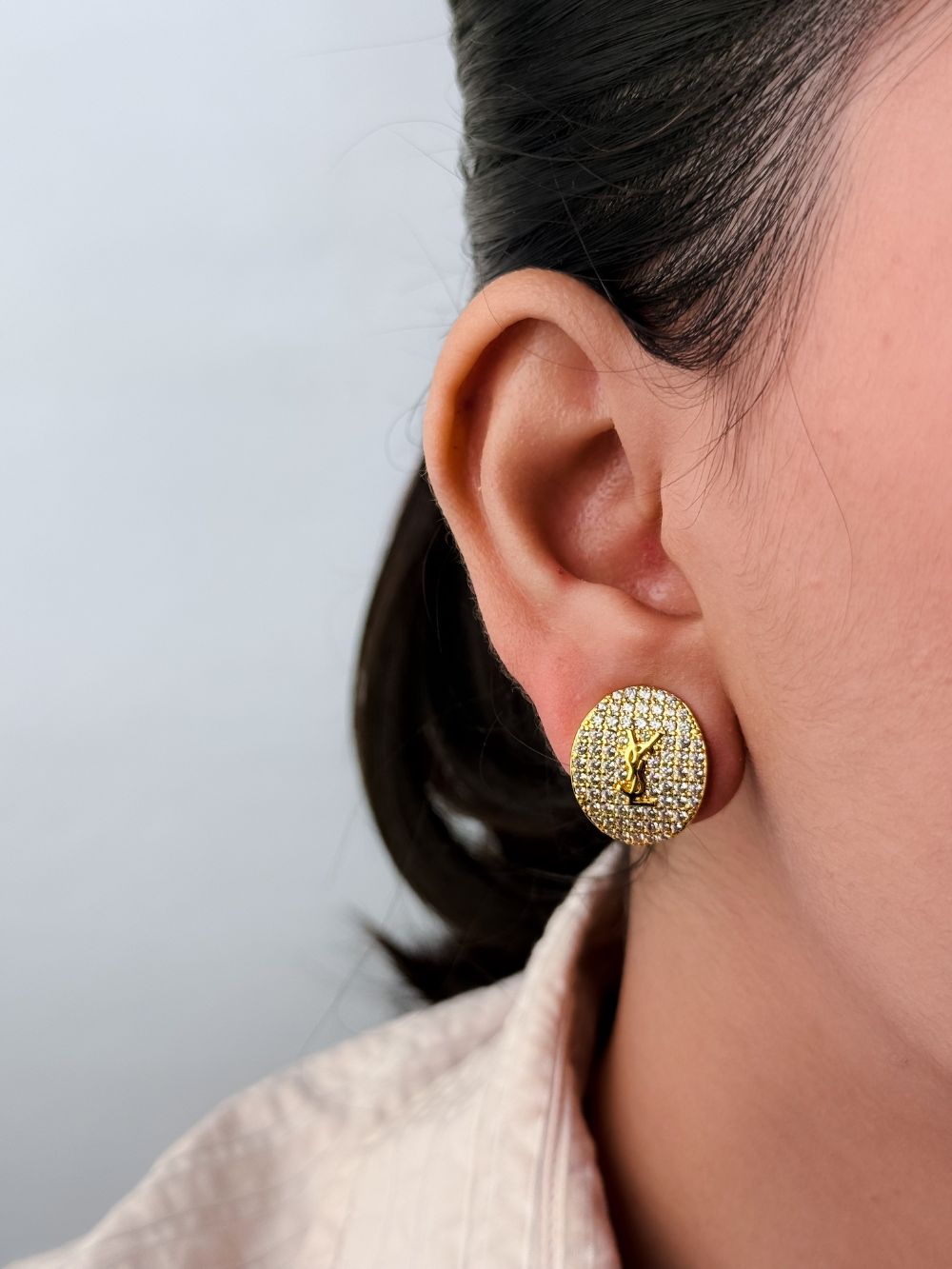 Alphabet Y S & L Gold cz Studs