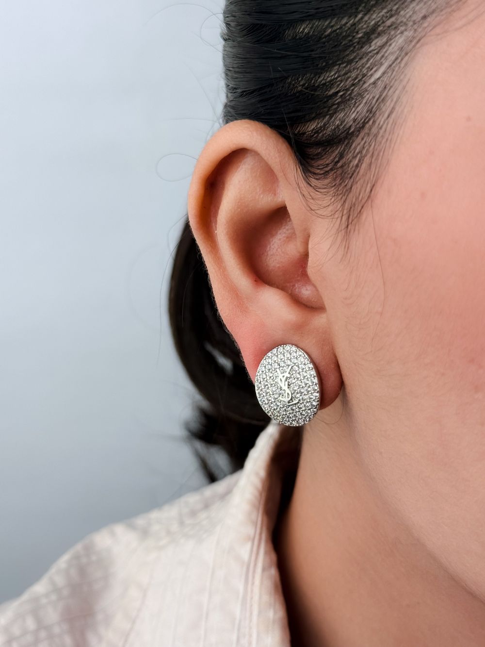 Alphabet Y S & L Platinum cz Studs