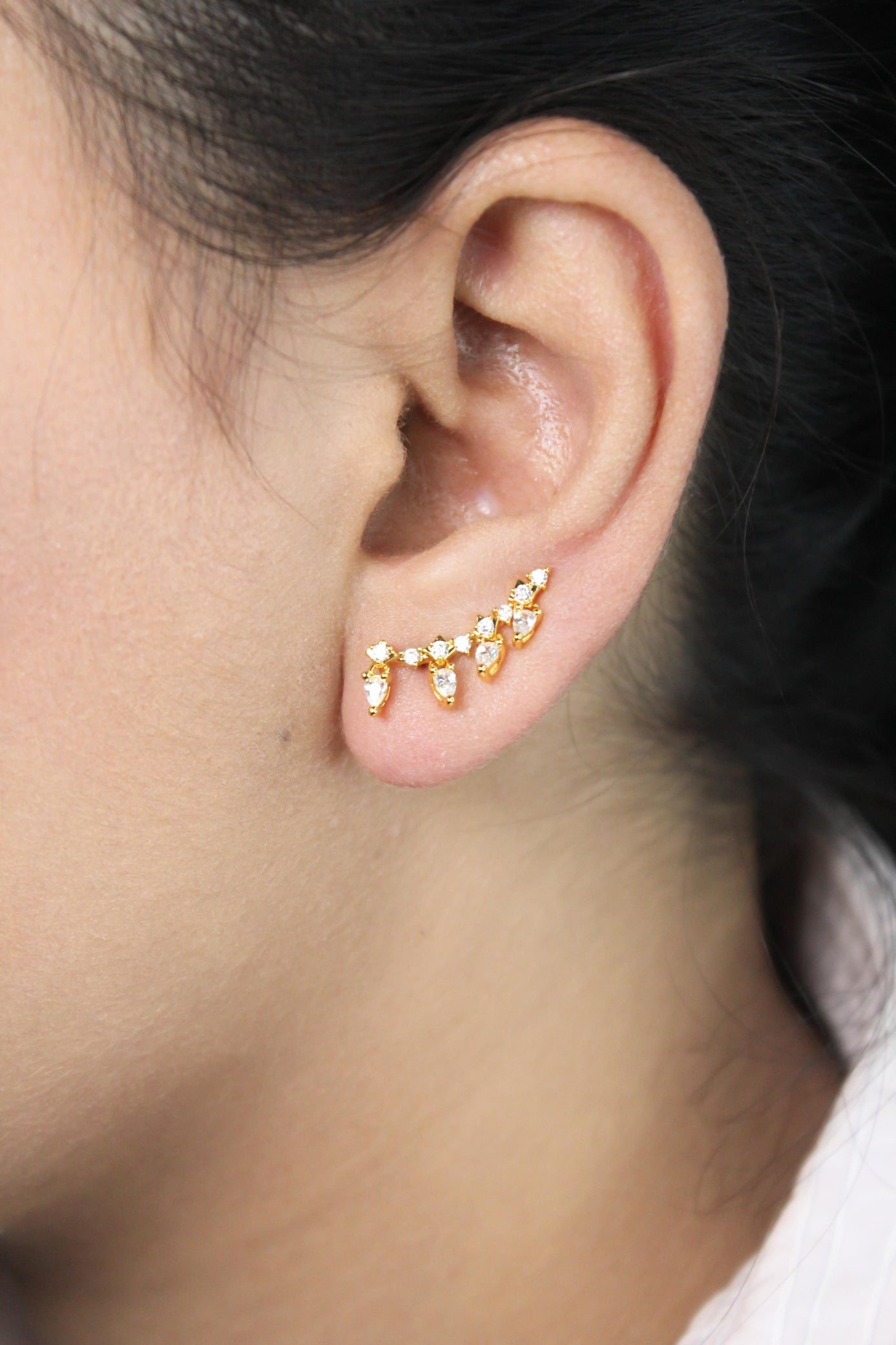 Diamond studded vine Earrings in Gold