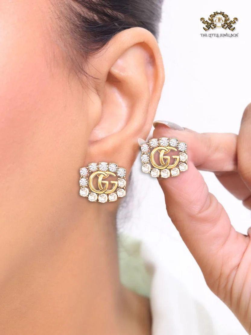Double g cz stone studs