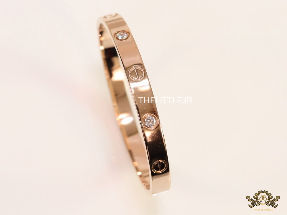 Men's Rose gold Screw and diamond oval shaped openable bracelets