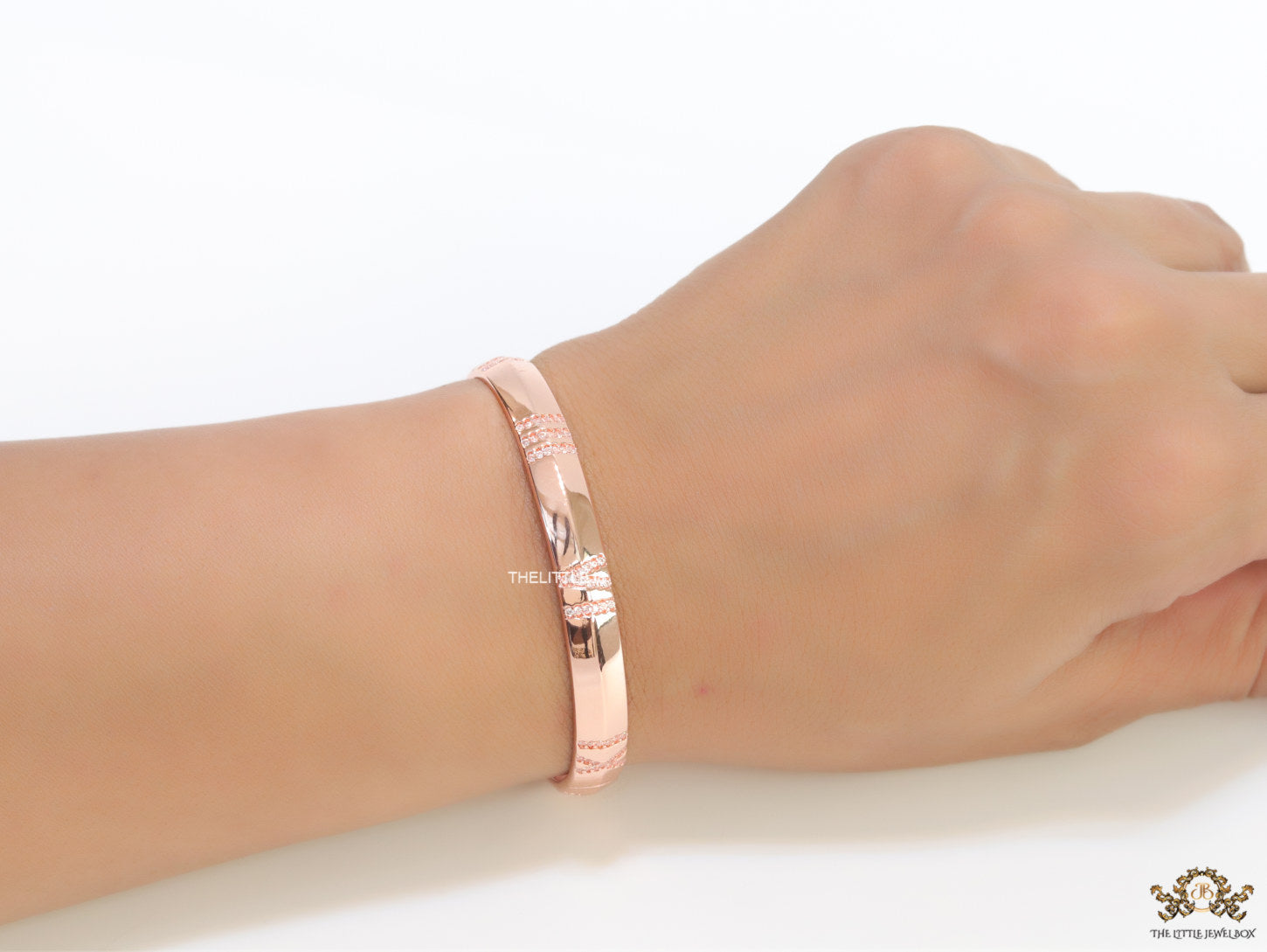 Rose gold bracelet with cz roman numerals