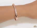 Rose Gold plated openable bracelet studded with cz