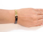 Half n Half gold black cross band style bracelet