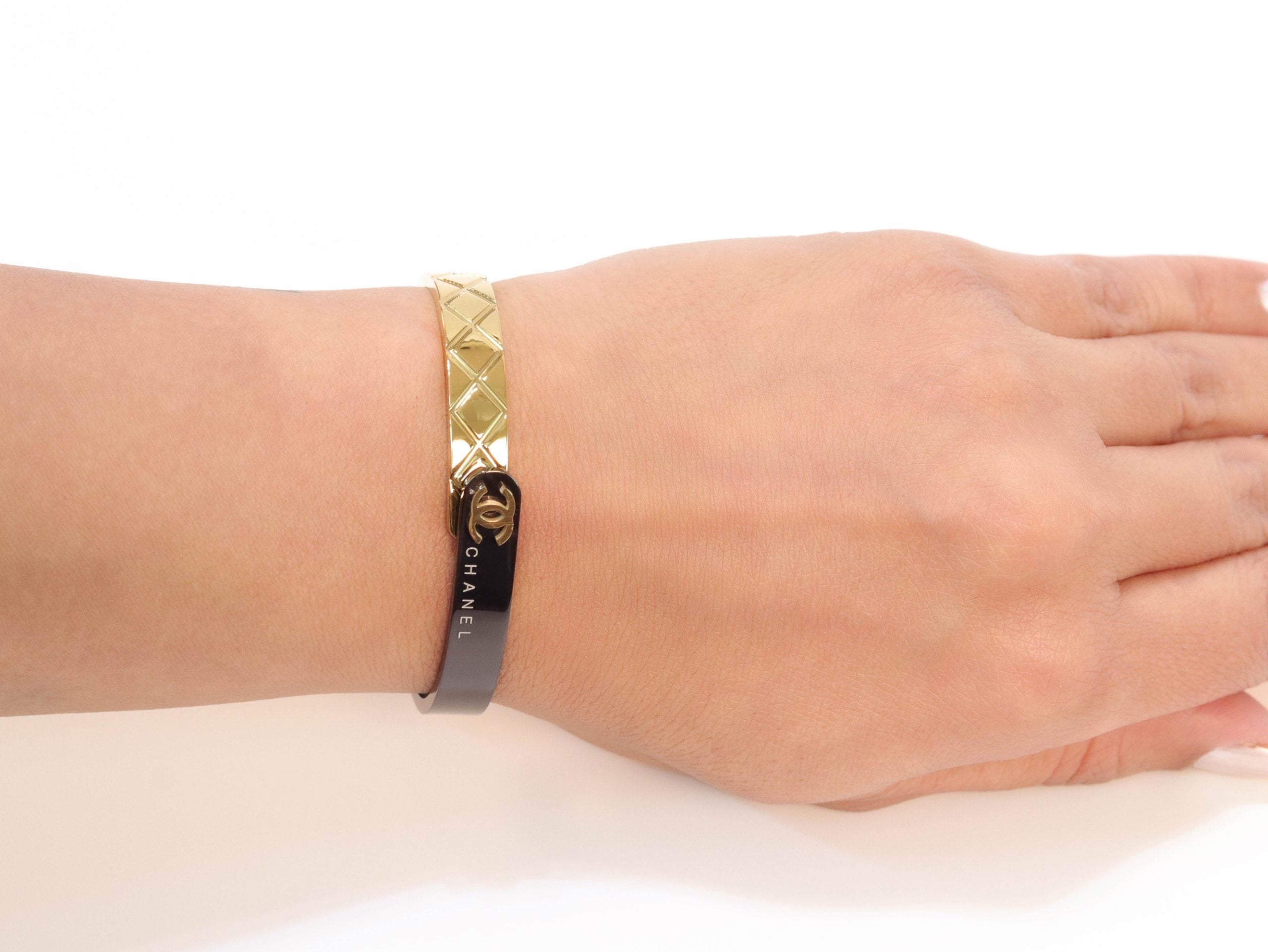 Half n Half gold black cross band style bracelet
