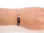 Half n Half rose gold black cross band style bracelet