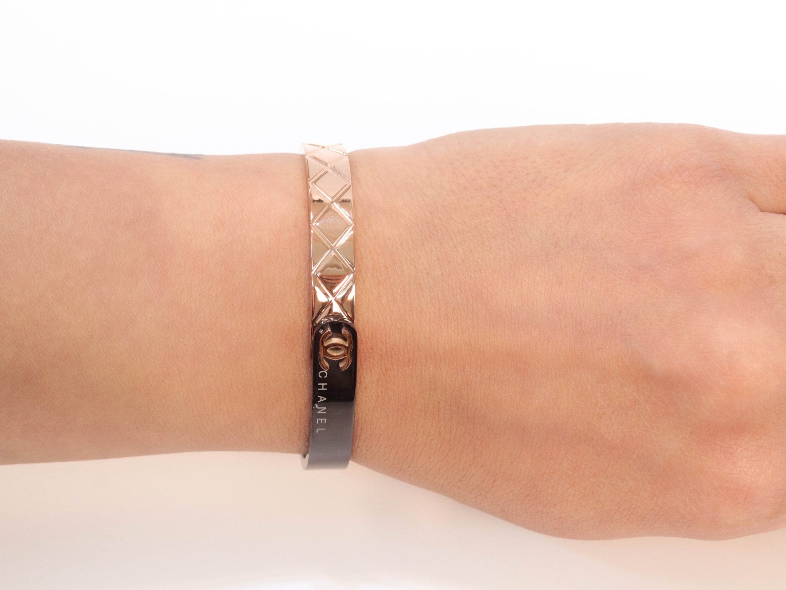 Half n Half rose gold black cross band style bracelet