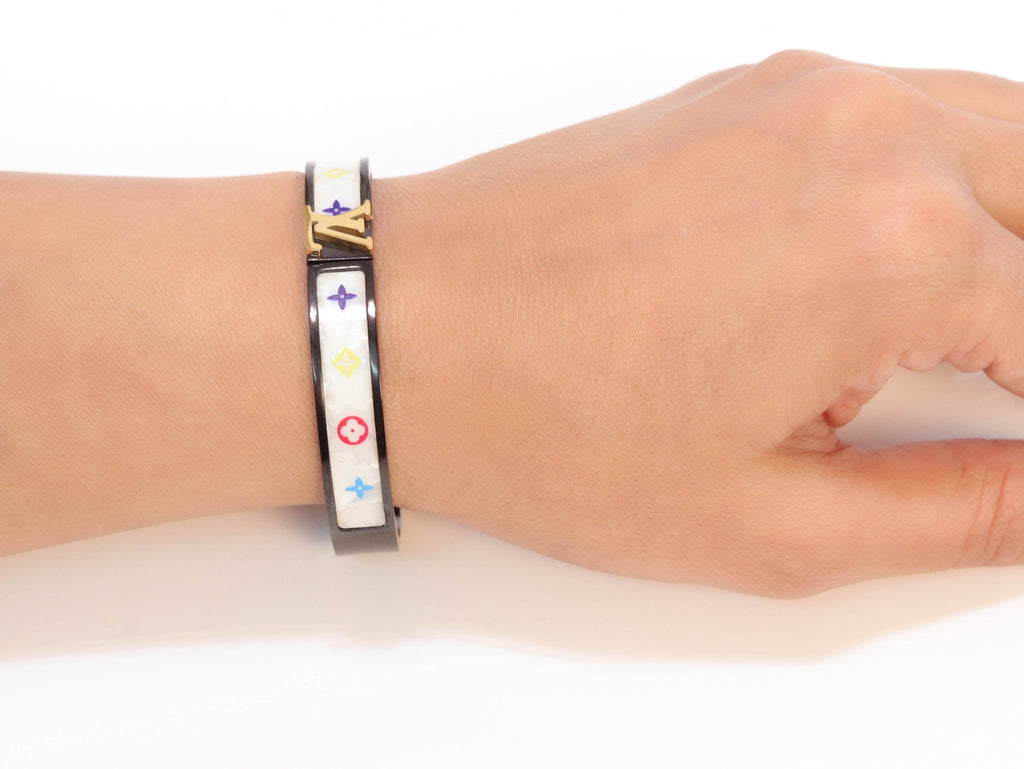 Black & white band with alphabets bracelet