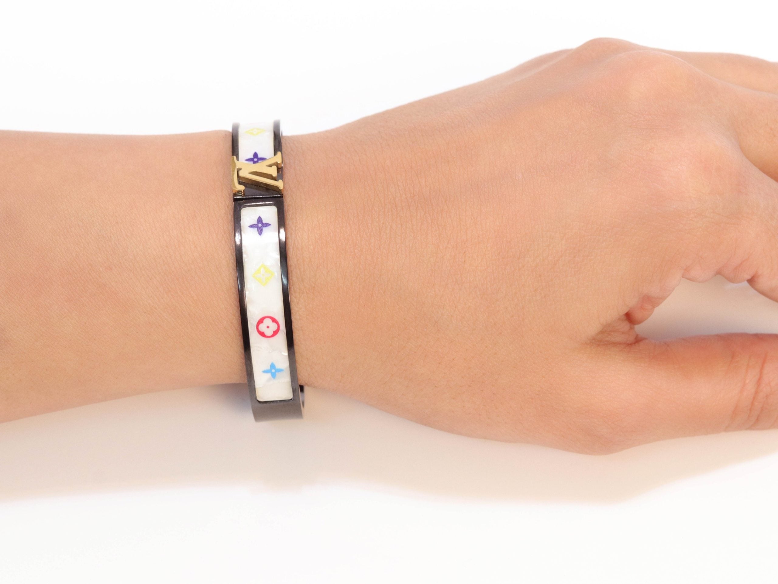Black & white band with alphabets bracelet