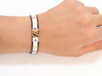 Black & white band with alphabets bracelet