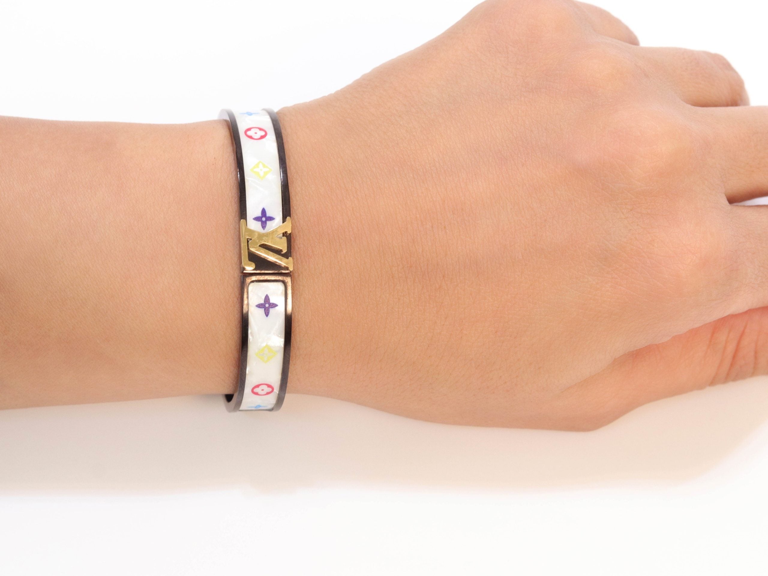 Black & white band with alphabets bracelet
