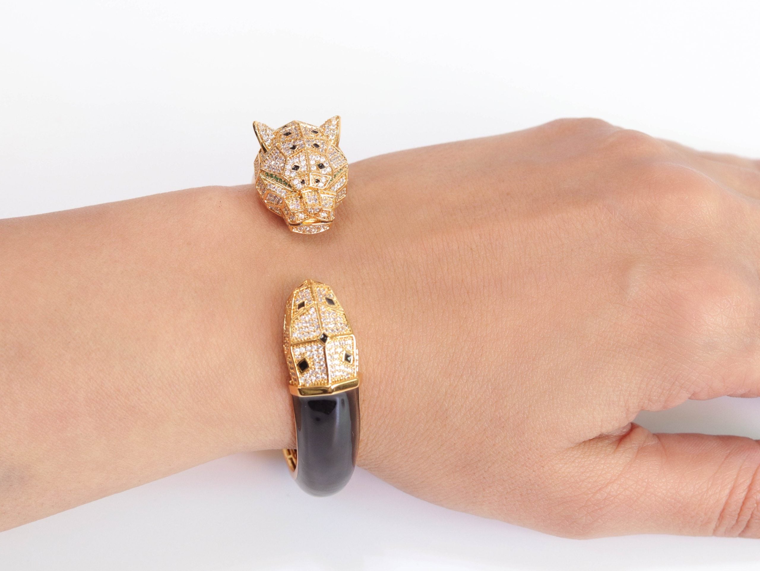 Panther face gold and black bracelet