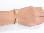 Panther face rose gold and white bracelet