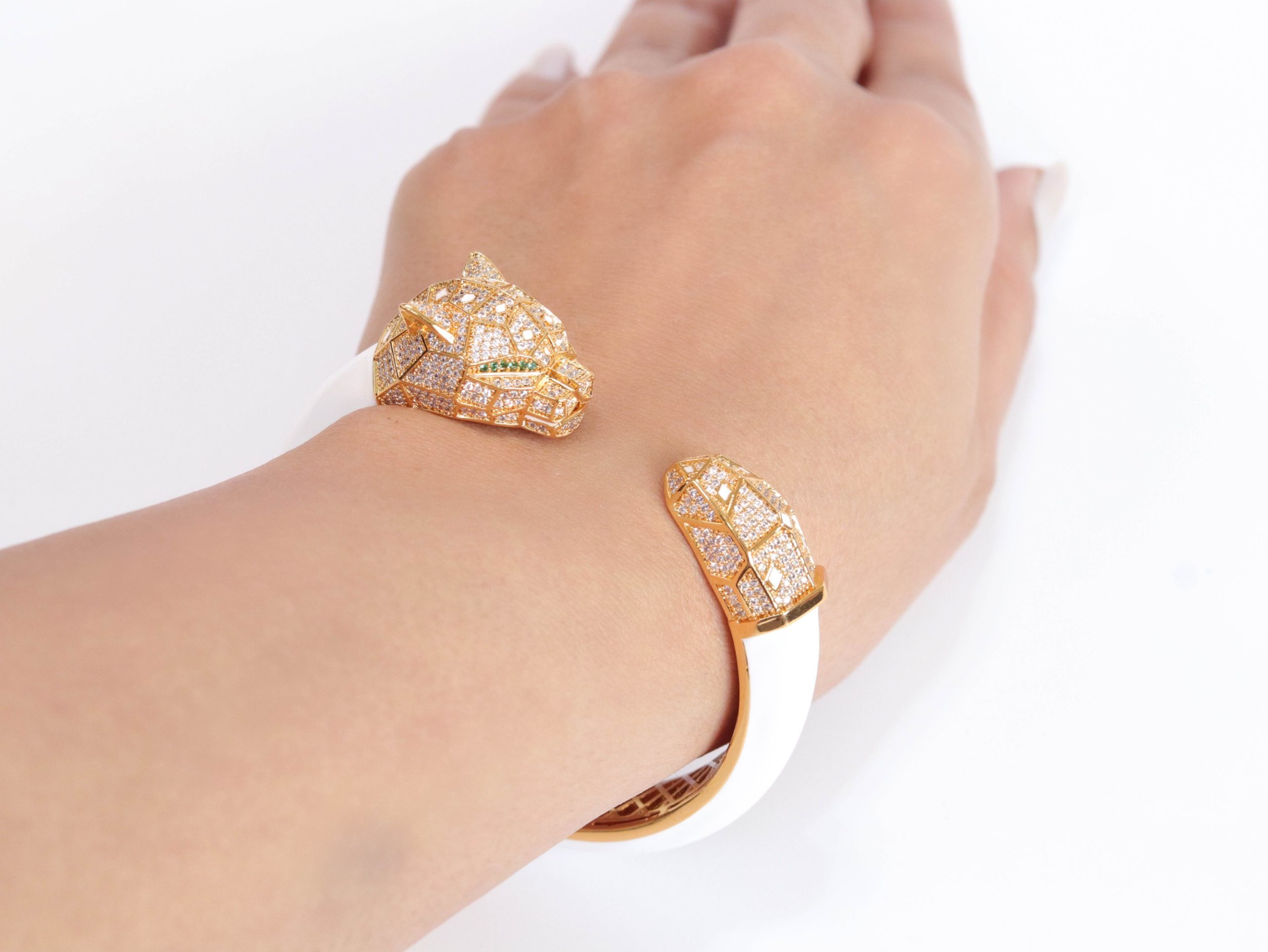 Panther face  gold and white bracelet