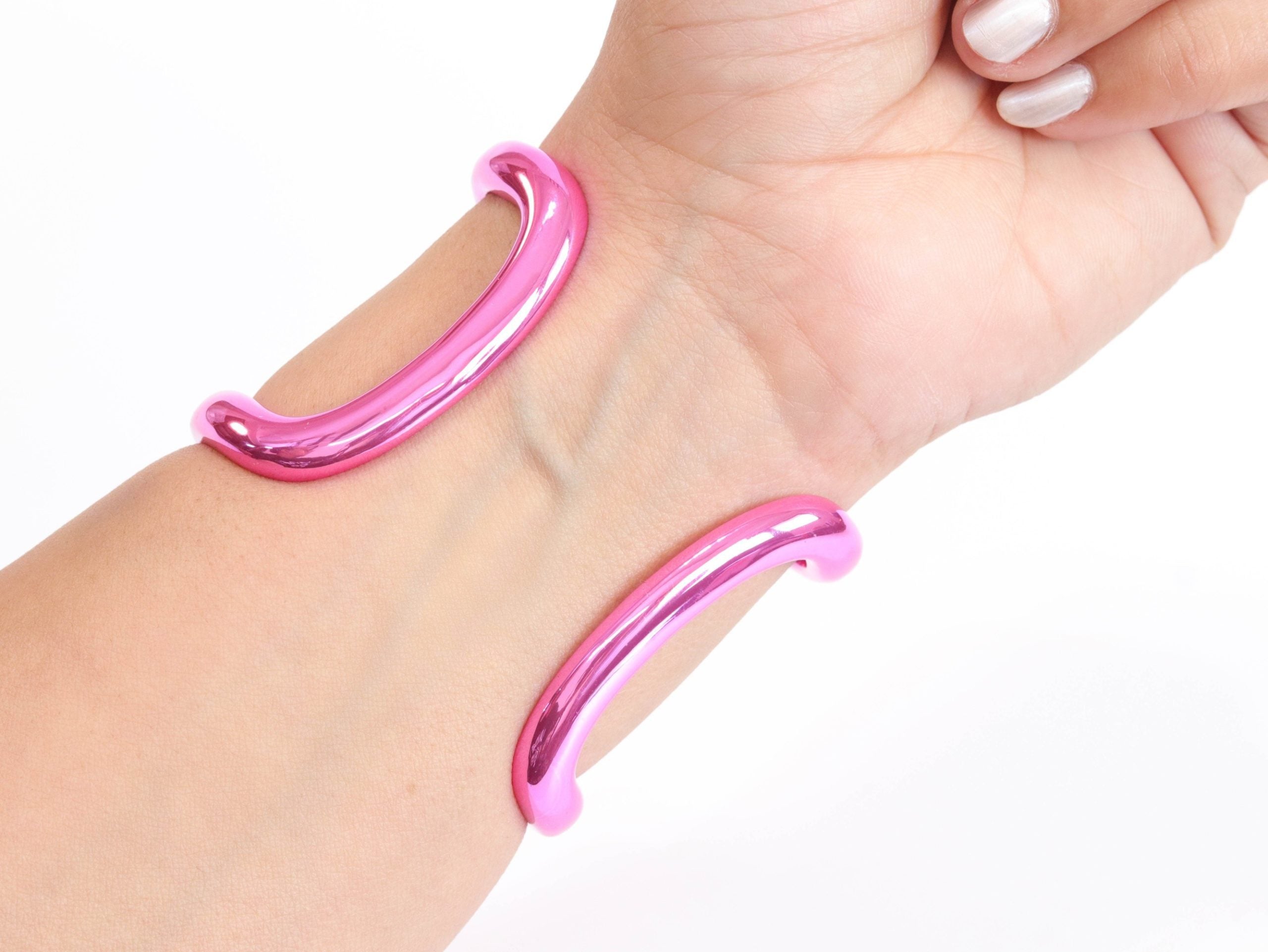 Pink chrome broad bracelet