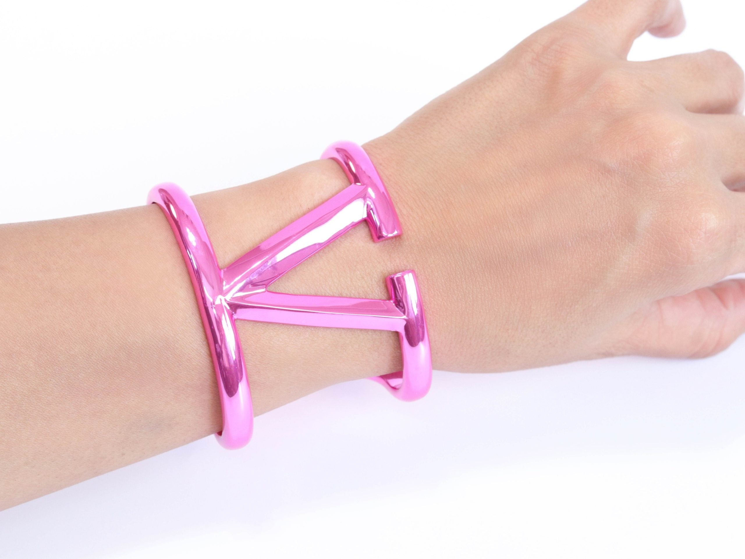 Pink chrome broad bracelet