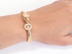 Panther face and cz ring gold bracelet