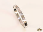Men's platinum Screw and diamond oval shaped openable bracelets