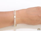 Gold plated two layer solid white bracelet