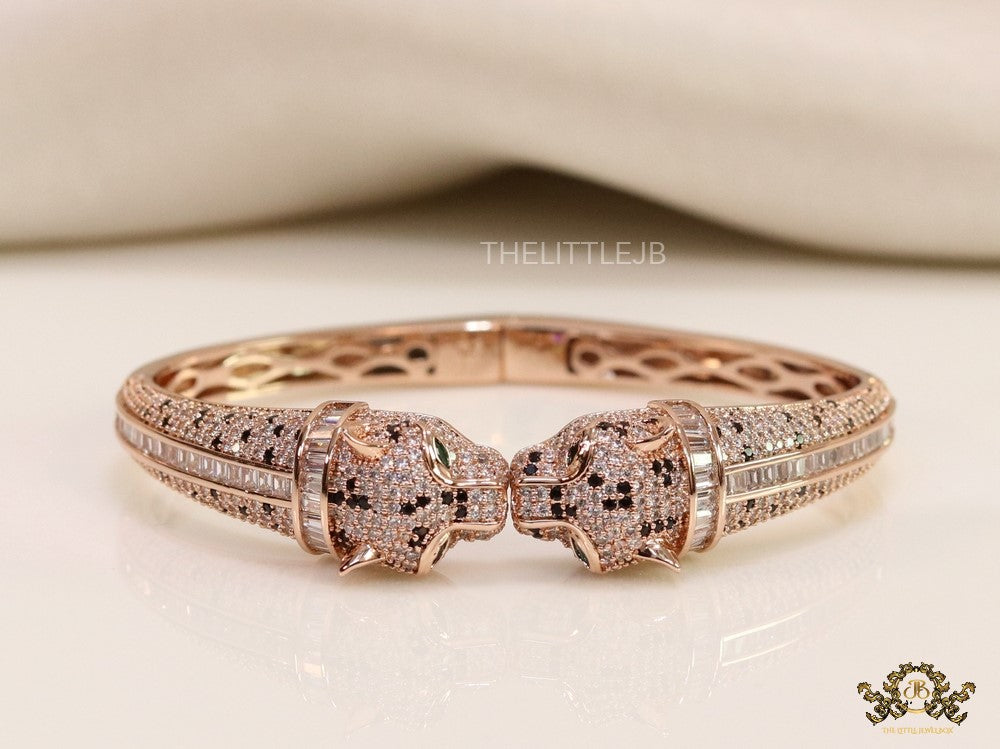 Rose gold cz twin panther bracelet