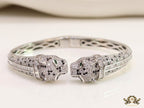 Platinum cz twin panther bracelet