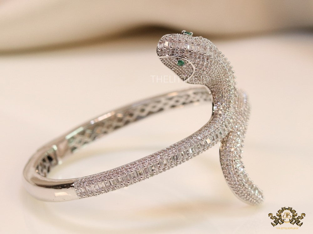 Openable cz platinum serpent bracelet