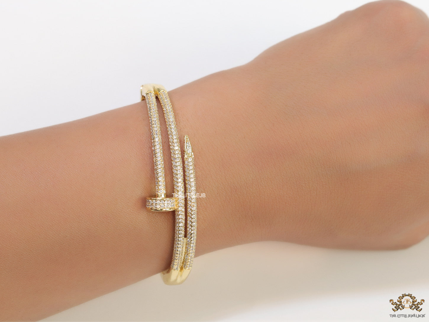 Gold plated layered nail bracelet