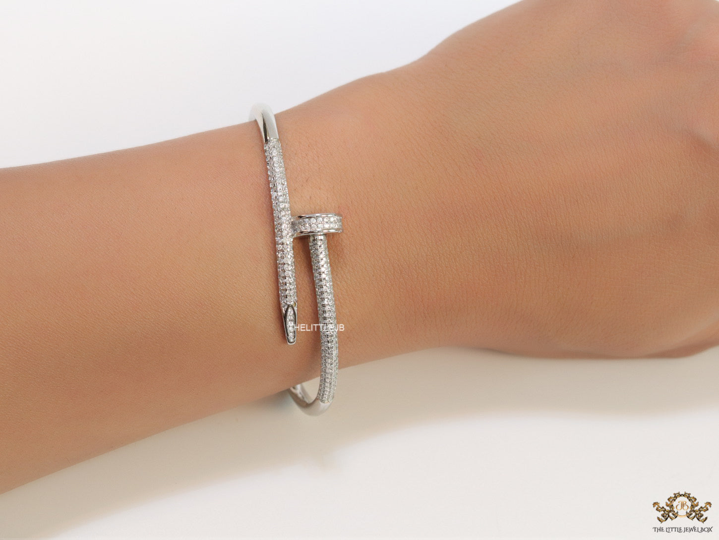 Platinum plated cz nail bracelet