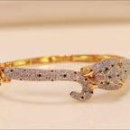 Gold plated full diamond panther openable bracelet