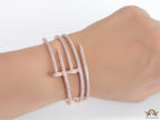 Rose gold plated twin nail bracelet with cz