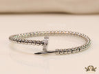 Platinum plated cz and metallic bead nail bracelet-openable
