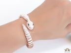 Serpentine open bracelet in white enamel and rose golden finish