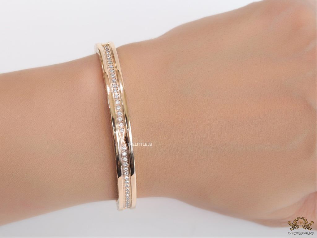 Rose gold plated bracelet with cz line