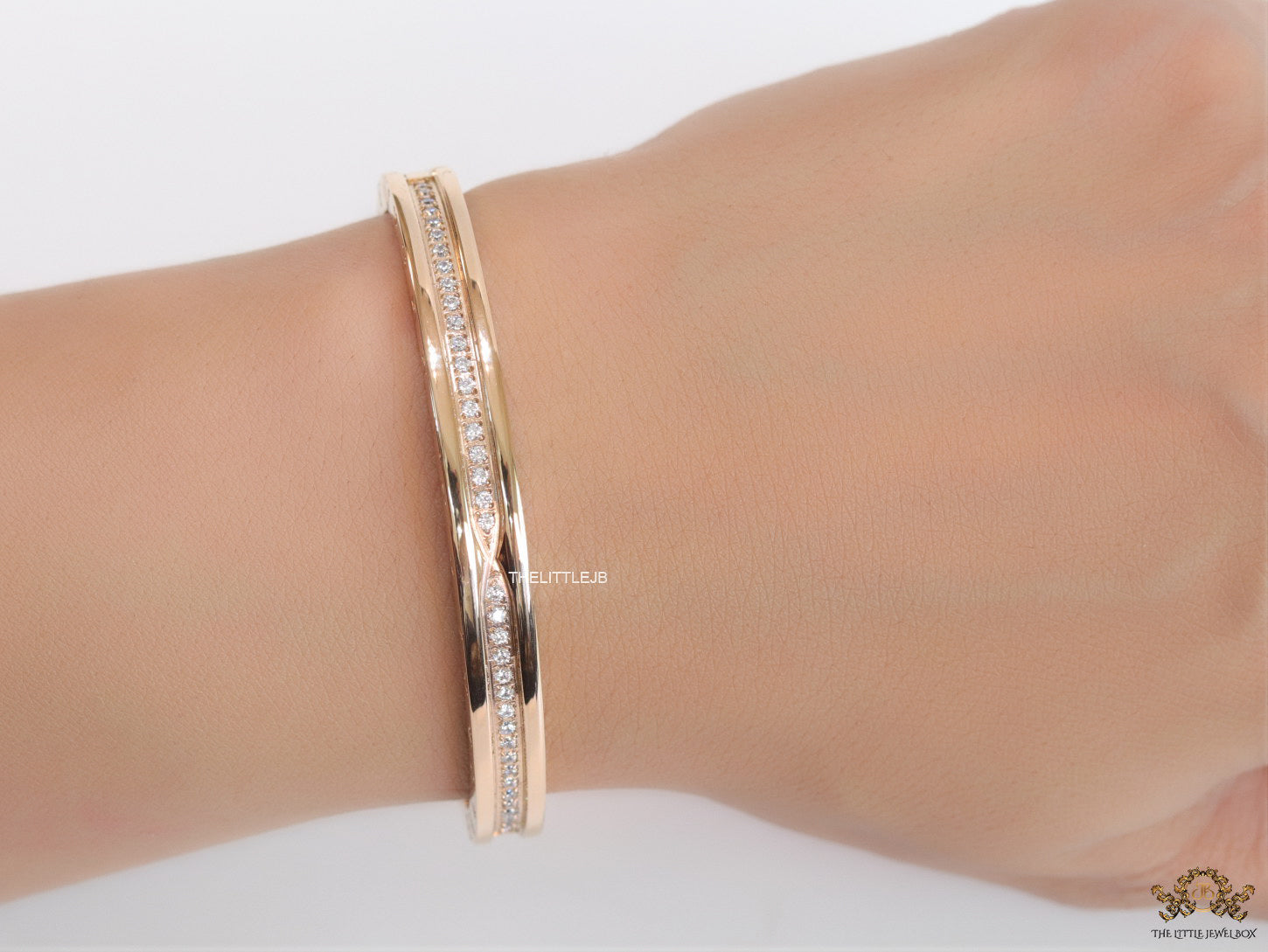 Rose gold plated bracelet with cz line