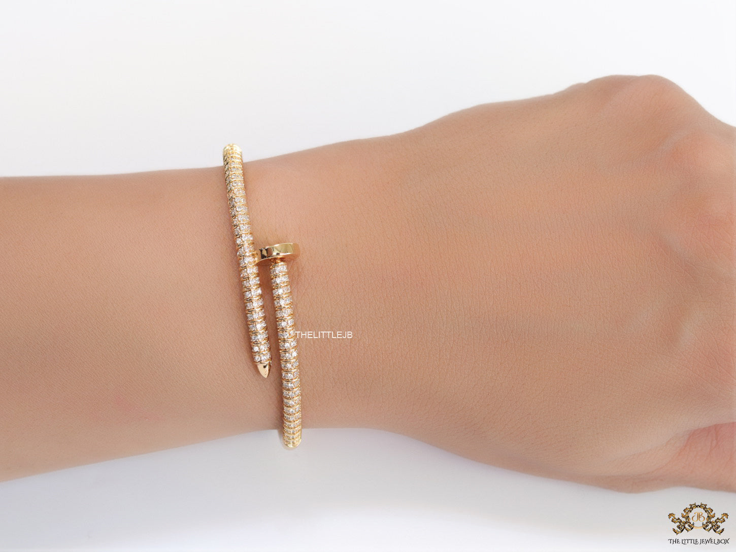 Gold plated cz nail bracelet