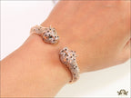 Open rose gold cz twin panther bracelet