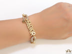 Gold plated cz link chain bracelet with alphabets