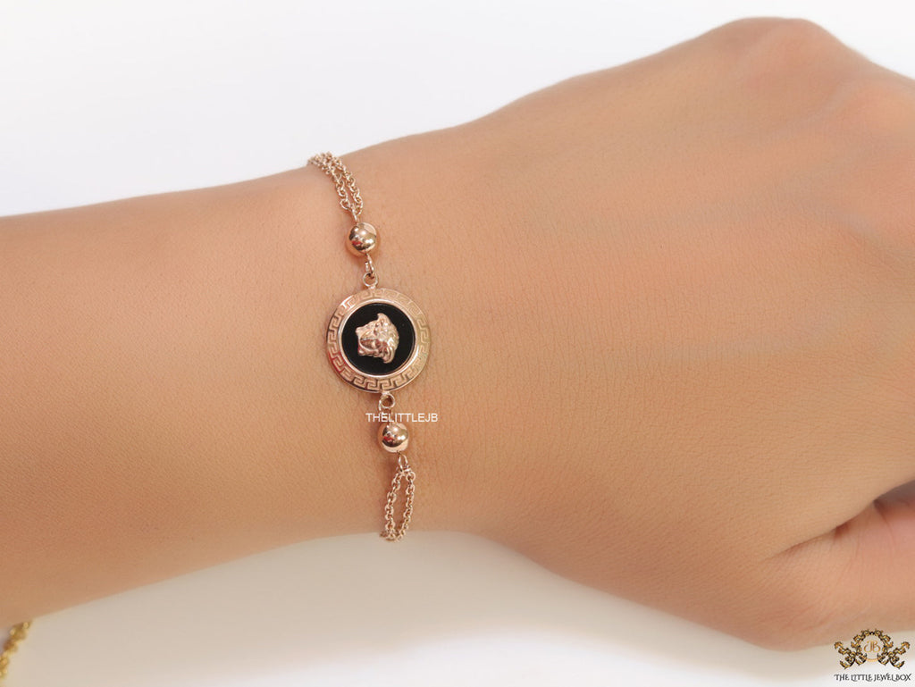 Double chain Medusa bracelet in rose gold