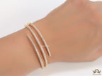 Triple line cz nail bracelet in gold plating