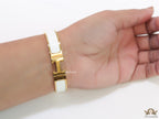 Alphabet H white 12 mm bracelet in gold