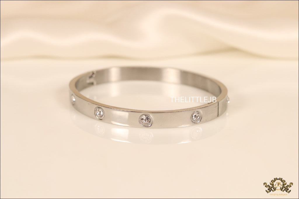 Platinum Plated openable bracelet with zircons
